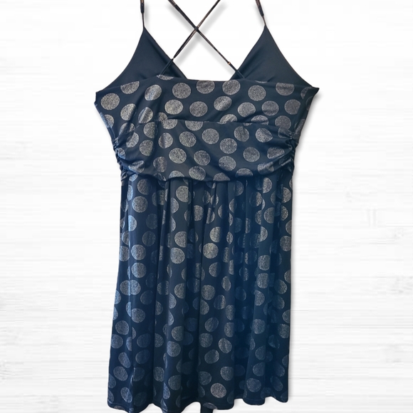 Black & Grey Metalic Polka-dot Plus Size Dress - Picture 13 of 13